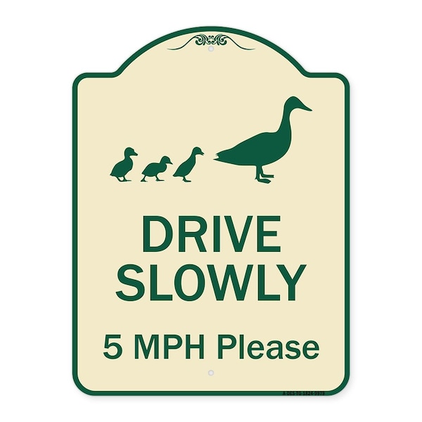Designer Series-Drive Slowly 5 Mph Please W/ Duck & Ducklings Walking Grap, 24" x 18", TG-1824-9979